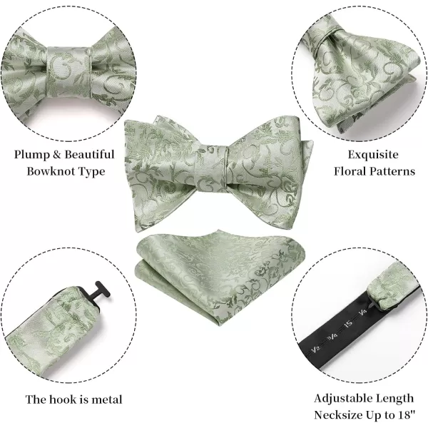 HISDERN Bow Ties for Men Paisley Bowties Mens Self Tie Bow Tie and Pocket Square Set Formal Tuxedo Wedding Bowtie