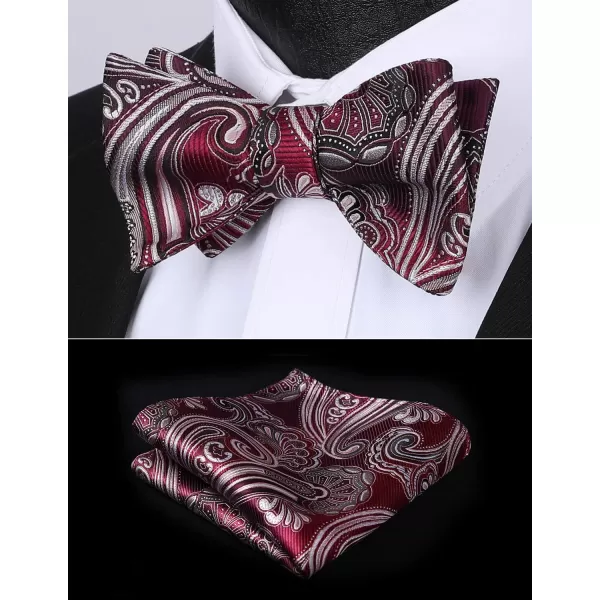 HISDERN Bow Ties for Men Paisley Bowties Mens Self Tie Bow Tie and Pocket Square Set Formal Tuxedo Wedding Bowtie