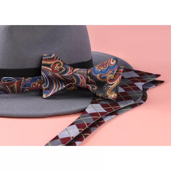 HISDERN Bow Ties for Men Paisley Bowties Mens Self Tie Bow Tie and Pocket Square Set Formal Tuxedo Wedding Bowtie