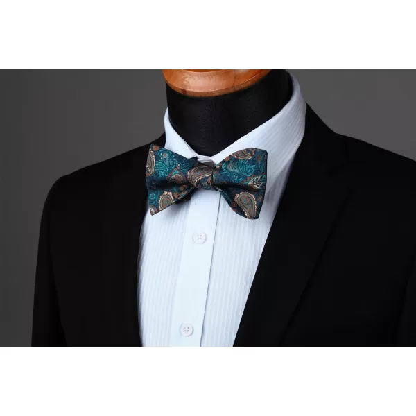 HISDERN Bow Ties for Men Paisley Bowties Mens Self Tie Bow Tie and Pocket Square Set Formal Tuxedo Wedding Bowtie