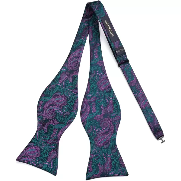 HISDERN Bow Ties for Men Paisley Bowties Mens Self Tie Bow Tie and Pocket Square Set Formal Tuxedo Wedding Bowtie