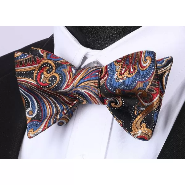 HISDERN Bow Ties for Men Paisley Bowties Mens Self Tie Bow Tie and Pocket Square Set Formal Tuxedo Wedding Bowtie