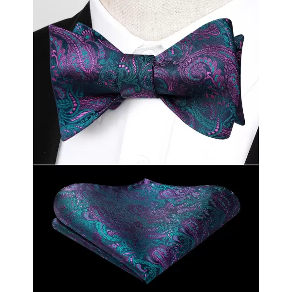 HISDERN Bow Ties for Men Paisley Bowties Mens Self Tie Bow Tie and Pocket Square Set Formal Tuxedo Wedding Bowtie