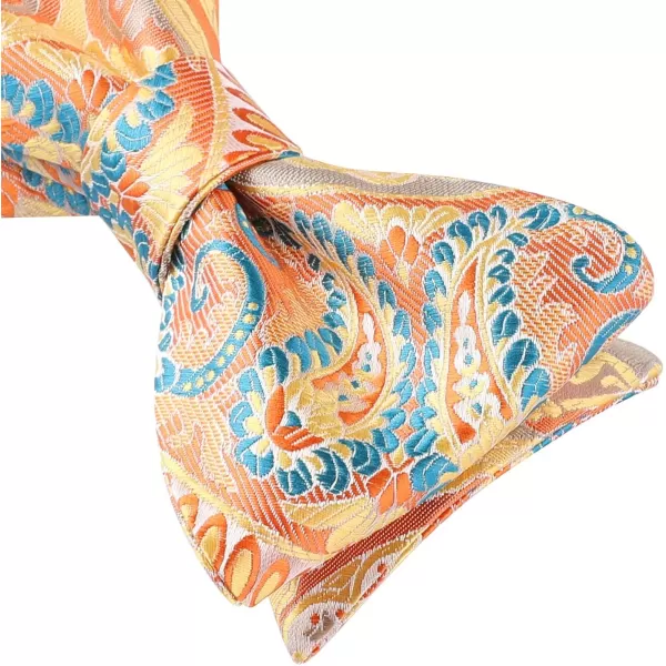 HISDERN Bow Ties for Men Paisley Bowties Mens Self Tie Bow Tie and Pocket Square Set Formal Tuxedo Wedding Bowtie