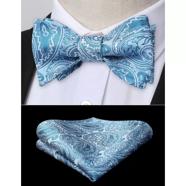 HISDERN Bow Ties for Men Paisley Bowties Mens Self Tie Bow Tie and Pocket Square Set Formal Tuxedo Wedding Bowtie