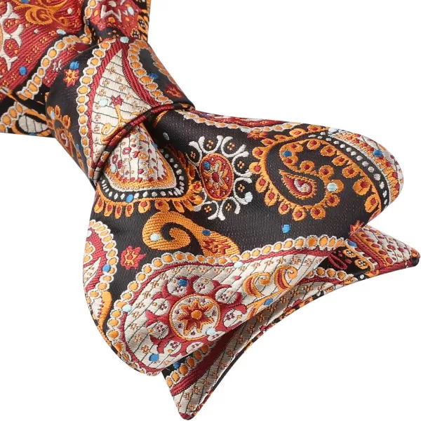 HISDERN Bow Ties for Men Paisley Bowties Mens Self Tie Bow Tie and Pocket Square Set Formal Tuxedo Wedding Bowtie