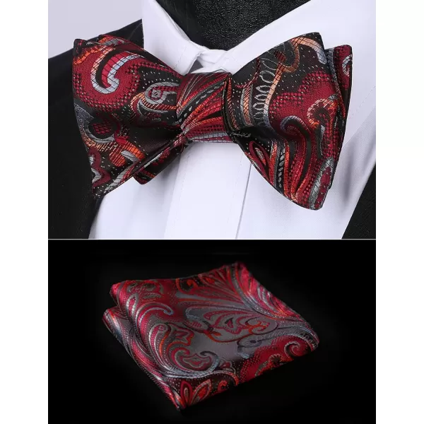 HISDERN Bow Ties for Men Paisley Bowties Mens Self Tie Bow Tie and Pocket Square Set Formal Tuxedo Wedding Bowtie
