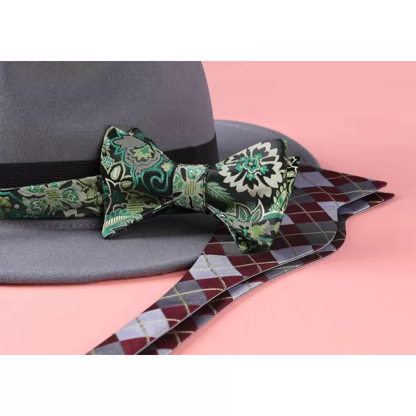 HISDERN Bow Ties for Men Paisley Bowties Mens Self Tie Bow Tie and Pocket Square Set Formal Tuxedo Wedding Bowtie