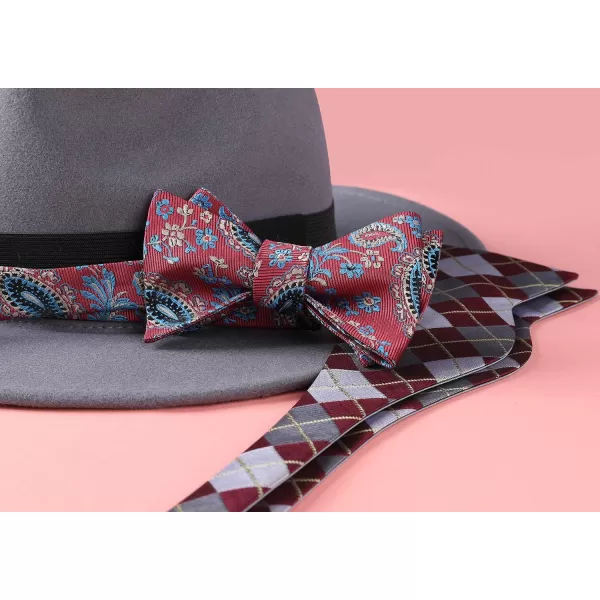 HISDERN Bow Ties for Men Paisley Bowties Mens Self Tie Bow Tie and Pocket Square Set Formal Tuxedo Wedding Bowtie