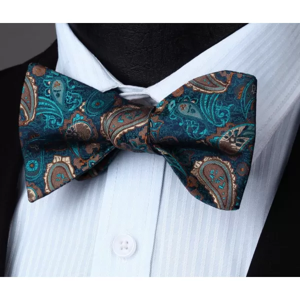 HISDERN Bow Ties for Men Paisley Bowties Mens Self Tie Bow Tie and Pocket Square Set Formal Tuxedo Wedding Bowtie