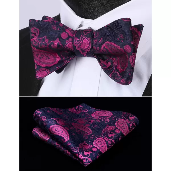 HISDERN Bow Ties for Men Paisley Bowties Mens Self Tie Bow Tie and Pocket Square Set Formal Tuxedo Wedding Bowtie