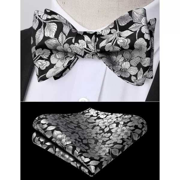 HISDERN Bow Ties for Men Paisley Bowties Mens Self Tie Bow Tie and Pocket Square Set Formal Tuxedo Wedding Bowtie