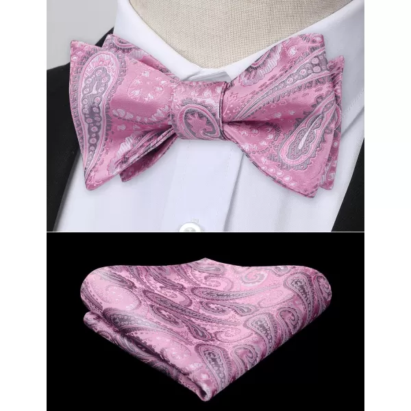 HISDERN Bow Ties for Men Paisley Bowties Mens Self Tie Bow Tie and Pocket Square Set Formal Tuxedo Wedding Bowtie