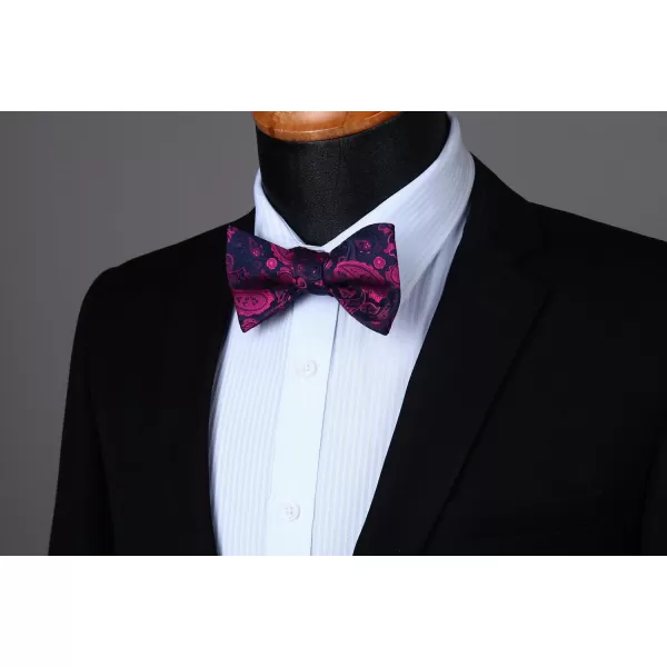 HISDERN Bow Ties for Men Paisley Bowties Mens Self Tie Bow Tie and Pocket Square Set Formal Tuxedo Wedding Bowtie