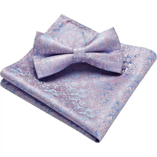 HISDERN Bow Ties for Men Paisley Floral Pre-tied Bowtie Pocket Square Set Men's Formal Bow Ties Wedding Party…