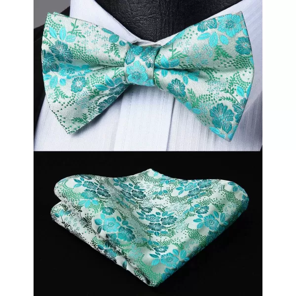 HISDERN Bow Ties for Men Paisley Floral Pre-tied Bowtie Pocket Square Set Men's Formal Bow Ties Wedding Party…