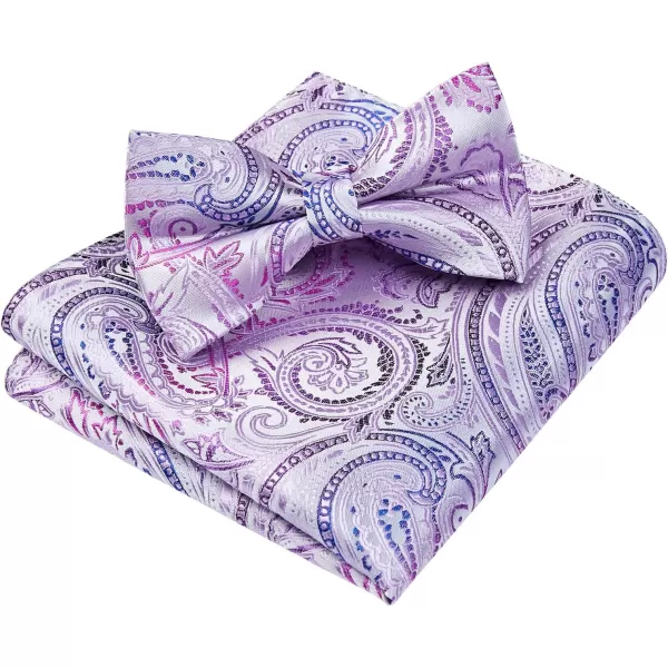 HISDERN Bow Ties for Men Paisley Floral Pre-tied Bowtie Pocket Square Set Men's Formal Bow Ties Wedding Party…