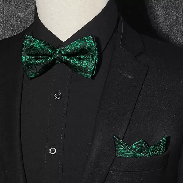 HISDERN Bow Ties for Men Paisley Floral Pre-tied Bowtie Pocket Square Set Men's Formal Bow Ties Wedding Party…