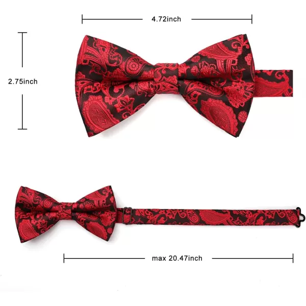HISDERN Bow Ties for Men Paisley Floral Pre-tied Bowtie Pocket Square Set Men's Formal Bow Ties Wedding Party…