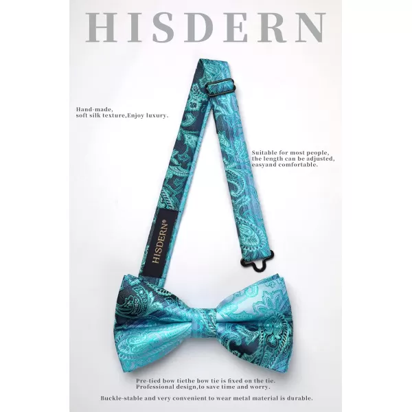 HISDERN Bow Ties for Men Paisley Floral Pre-tied Bowtie Pocket Square Set Men's Formal Bow Ties Wedding Party…