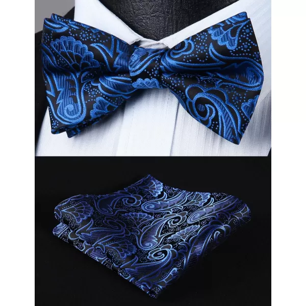 HISDERN Bow Ties for Men Paisley Floral Pre-tied Bowtie Pocket Square Set Men's Formal Bow Ties Wedding Party…