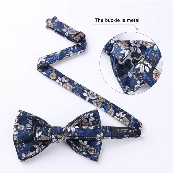 HISDERN Bow Ties for Men Paisley Floral Pre-tied Bowtie Pocket Square Set Men's Formal Bow Ties Wedding Party…