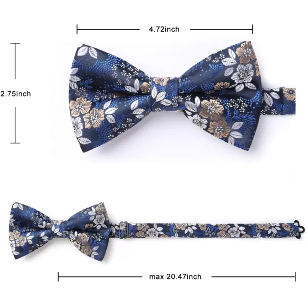 HISDERN Bow Ties for Men Paisley Floral Pre-tied Bowtie Pocket Square Set Men's Formal Bow Ties Wedding Party…