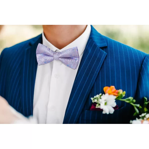 HISDERN Bow Ties for Men Paisley Floral Pre-tied Bowtie Pocket Square Set Men's Formal Bow Ties Wedding Party…