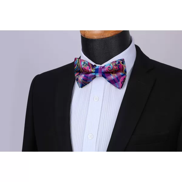 HISDERN Bow Ties for Men Paisley Floral Pre-tied Bowtie Pocket Square Set Men's Formal Bow Ties Wedding Party…