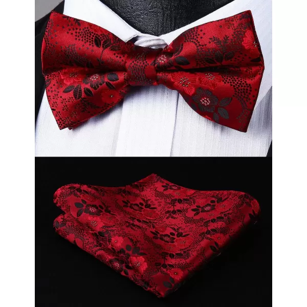 HISDERN Bow Ties for Men Paisley Floral Pre-tied Bowtie Pocket Square Set Men's Formal Bow Ties Wedding Party…