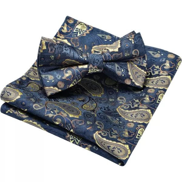 HISDERN Bow Ties for Men Paisley Floral Pre-tied Bowtie Pocket Square Set Men's Formal Bow Ties Wedding Party…