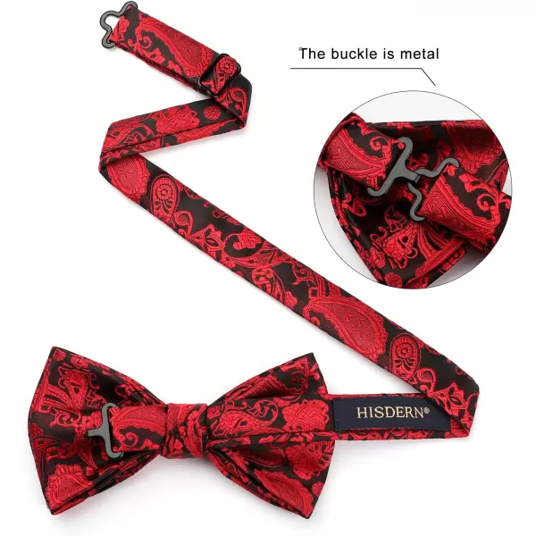 HISDERN Bow Ties for Men Paisley Floral Pre-tied Bowtie Pocket Square Set Men's Formal Bow Ties Wedding Party…