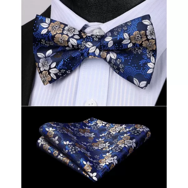 HISDERN Bow Ties for Men Paisley Floral Pre-tied Bowtie Pocket Square Set Men's Formal Bow Ties Wedding Party…