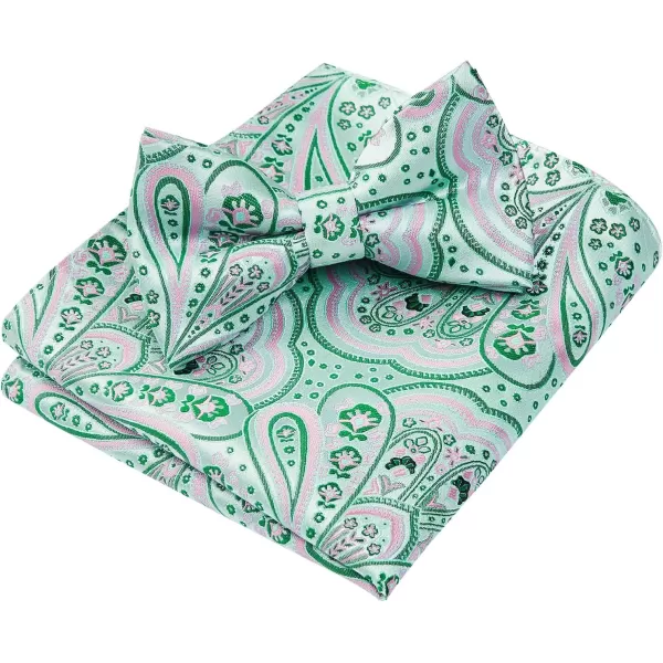 HISDERN Bow Ties for Men Paisley Floral Pre-tied Bowtie Pocket Square Set Men's Formal Bow Ties Wedding Party…
