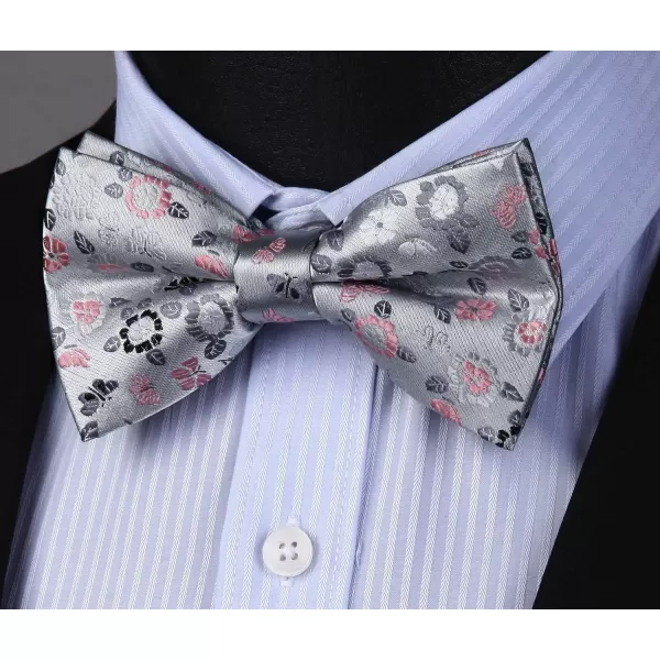 HISDERN Bow Ties for Men Paisley Floral Pre-tied Bowtie Pocket Square Set Men's Formal Bow Ties Wedding Party…