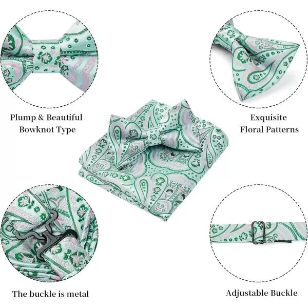 HISDERN Bow Ties for Men Paisley Floral Pre-tied Bowtie Pocket Square Set Men's Formal Bow Ties Wedding Party…