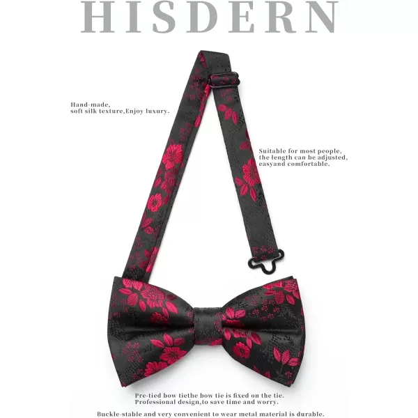 HISDERN Bow Ties for Men Paisley Floral Pre-tied Bowtie Pocket Square Set Men's Formal Bow Ties Wedding Party…