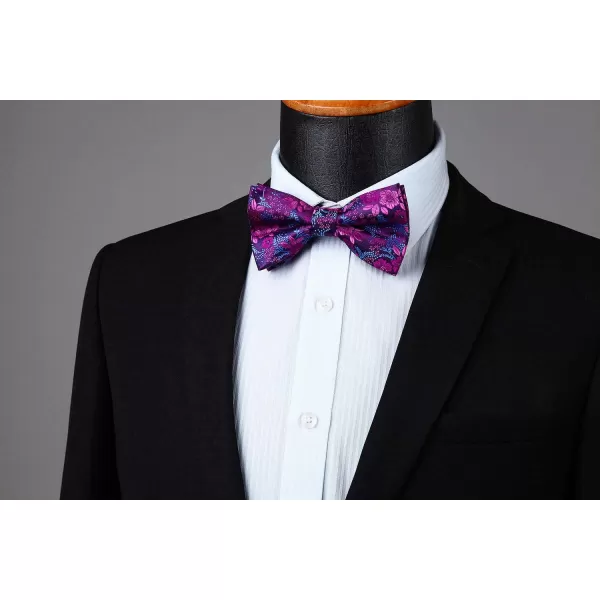 HISDERN Bow Ties for Men Paisley Floral Pre-tied Bowtie Pocket Square Set Men's Formal Bow Ties Wedding Party…