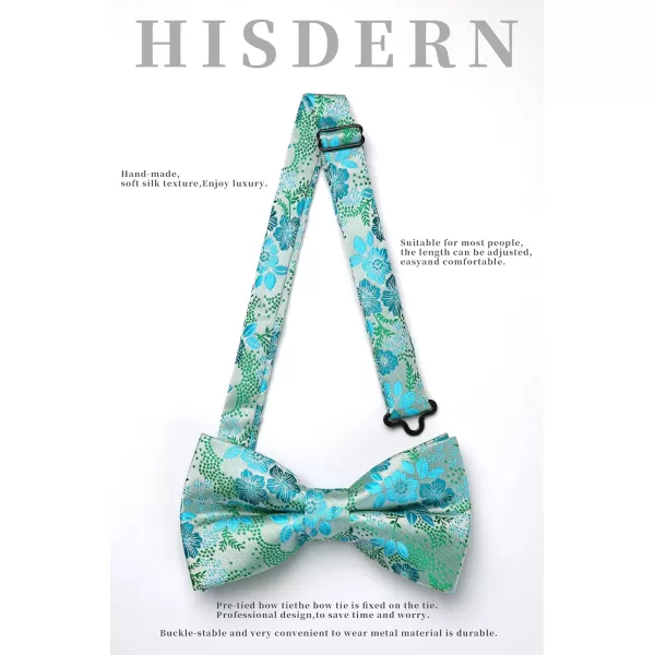 HISDERN Bow Ties for Men Paisley Floral Pre-tied Bowtie Pocket Square Set Men's Formal Bow Ties Wedding Party…
