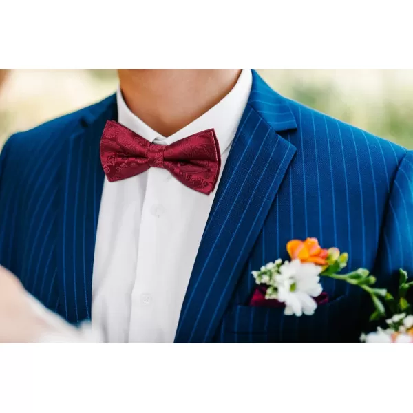 HISDERN Bow Ties for Men Paisley Floral Pre-tied Bowtie Pocket Square Set Men's Formal Bow Ties Wedding Party…