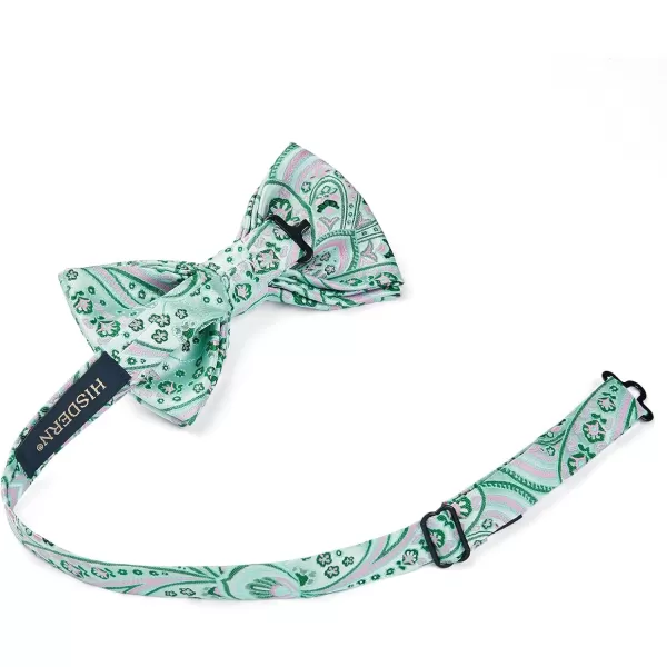 HISDERN Bow Ties for Men Paisley Floral Pre-tied Bowtie Pocket Square Set Men's Formal Bow Ties Wedding Party…