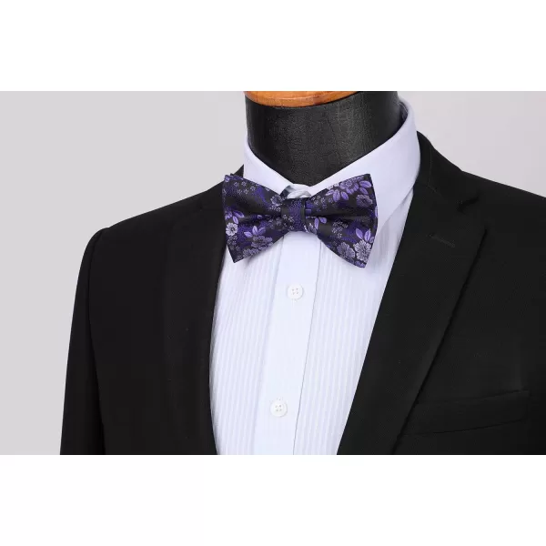 HISDERN Bow Ties for Men Paisley Floral Pre-tied Bowtie Pocket Square Set Men's Formal Bow Ties Wedding Party…