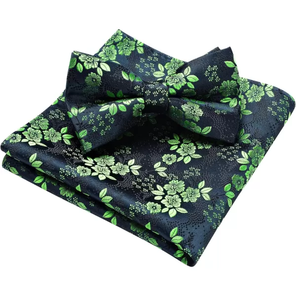 HISDERN Bow Ties for Men Paisley Floral Pre-tied Bowtie Pocket Square Set Men's Formal Bow Ties Wedding Party…