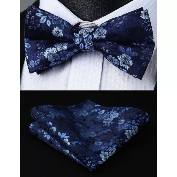 HISDERN Bow Ties for Men Paisley Floral Pre-tied Bowtie Pocket Square Set Men's Formal Bow Ties Wedding Party…