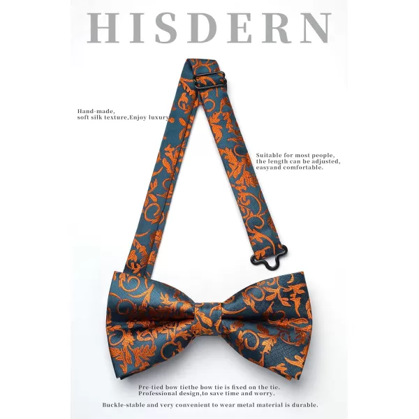 HISDERN Bow Ties for Men Paisley Floral Pre-tied Bowtie Pocket Square Set Men's Formal Bow Ties Wedding Party…