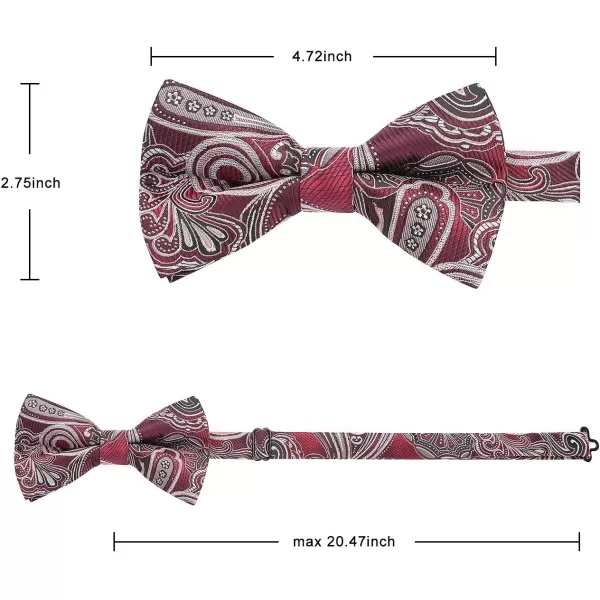 HISDERN Bow Ties for Men Paisley Floral Pre-tied Bowtie Pocket Square Set Men's Formal Bow Ties Wedding Party…