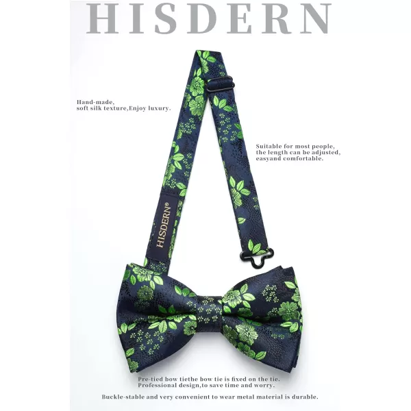 HISDERN Bow Ties for Men Paisley Floral Pre-tied Bowtie Pocket Square Set Men's Formal Bow Ties Wedding Party…