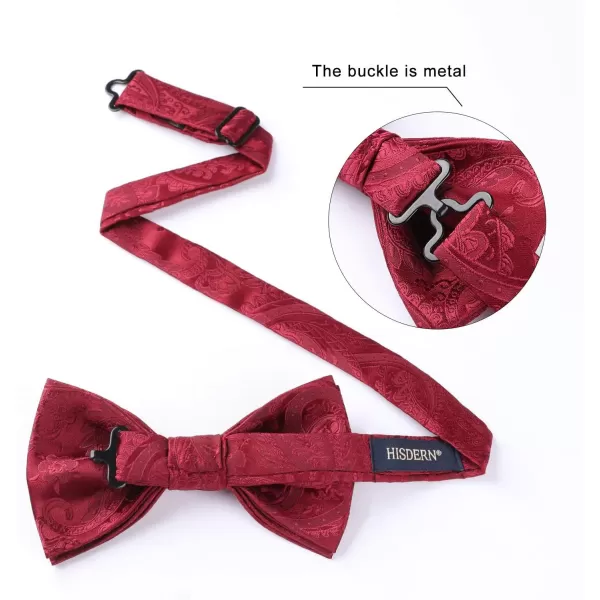 HISDERN Bow Ties for Men Paisley Floral Pre-tied Bowtie Pocket Square Set Men's Formal Bow Ties Wedding Party…