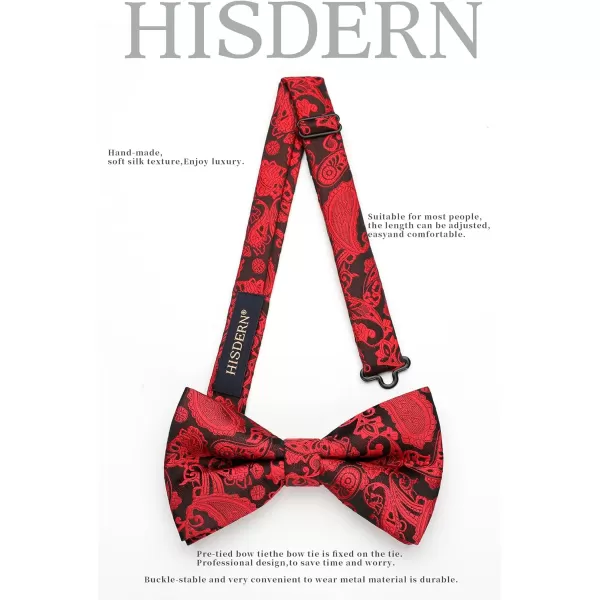HISDERN Bow Ties for Men Paisley Floral Pre-tied Bowtie Pocket Square Set Men's Formal Bow Ties Wedding Party…