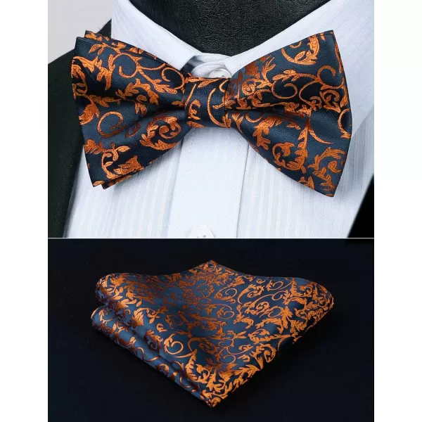 HISDERN Bow Ties for Men Paisley Floral Pre-tied Bowtie Pocket Square Set Men's Formal Bow Ties Wedding Party…